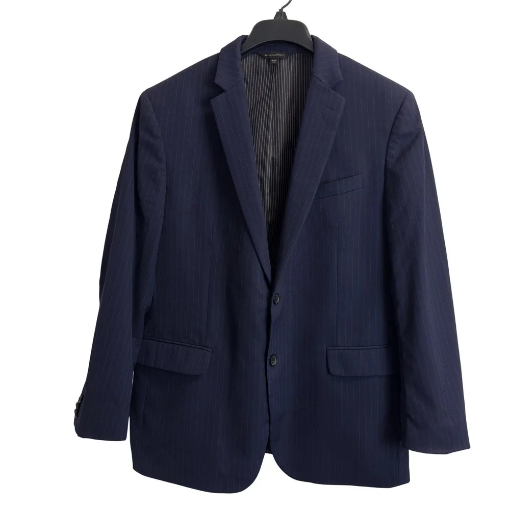 Banana Republic Mens‎ 42S Navy Blue Pinstripe Marzotto Super 130s Wool Blazer